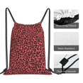 thumbnail image 5 of Leisure Draw String Mouth Backpack 16 X 14 Woven Band Durable Not Easy To Fall Off In Travel Portable Draw String Design Leopard Print Pattern Red And Black_1, 5 of 8