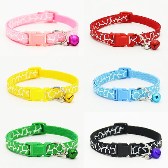 SPRING PARK Footprint Cat Collar with Bell Basic Dog Cat Collar Buckle Adjustable Polyester Cat Dog Collar or Seatbelts