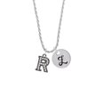 thumbnail image 2 of Delight Jewelry Black Nickeltone Crystal Initial - R - Beaded Border - Silvertone Script Initial Disc - Z - Charm Necklace, 20"+3", 2 of 4
