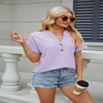 thumbnail image 4 of LYMAYTER Women's Casual V-Neck Solid Color Button Down Shirt Loose Spring Summer Tops‌ Tees for S-2XL, 4 of 10