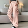 thumbnail image 2 of Hauaitttt Women's Casual Mid Waist Cargo Jeans Stretch Wide Leg Denim Pants with Pockets Wide Leg Casual Pants for Women plus Size Two Piece Outfits for Women Pants Casual Women Harem Pants Womens, 2 of 5