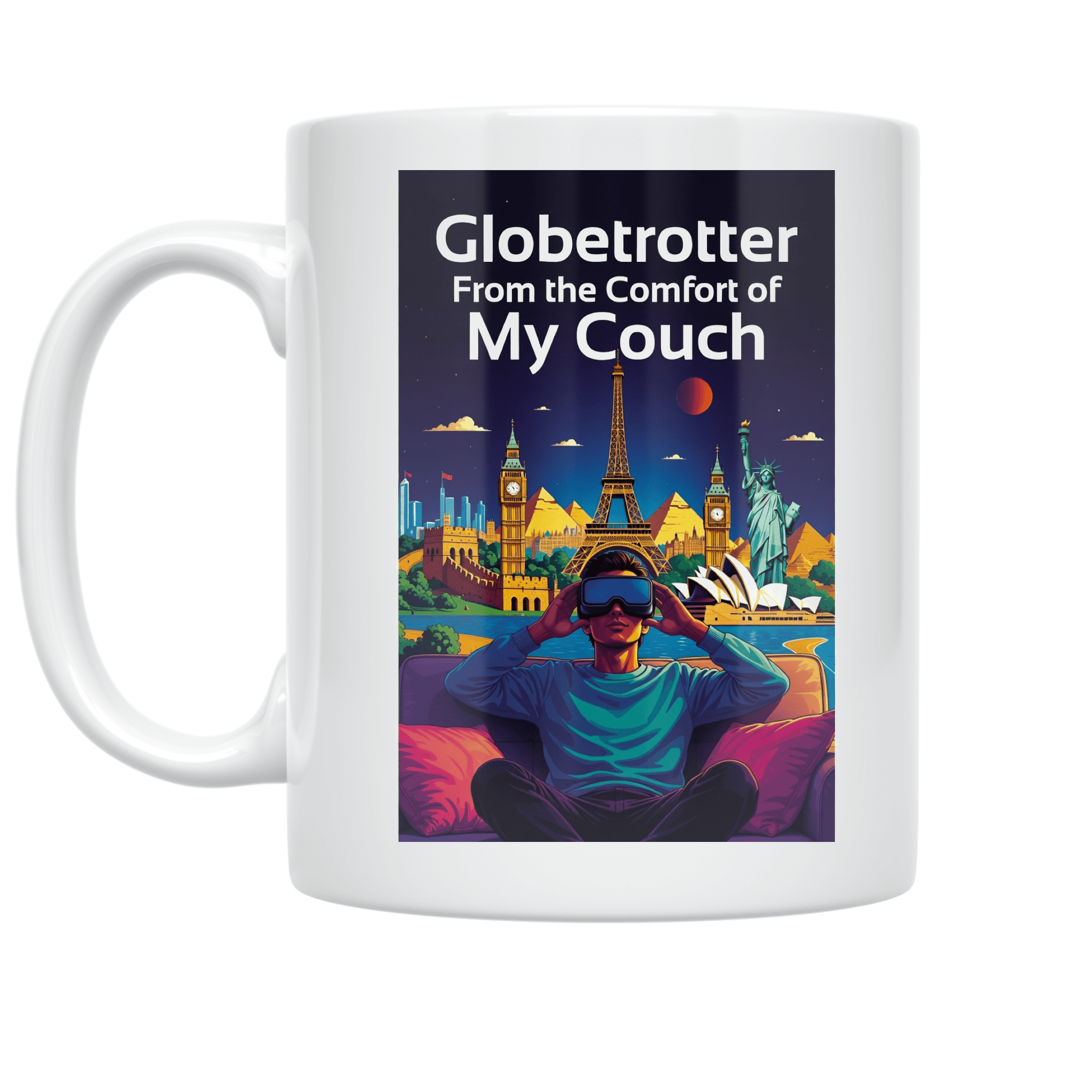 Virtual Globe Trotter Design - Travel Enthusiast - 11 oz Ceramic Coffee Mug