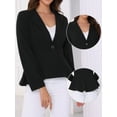 thumbnail image 2 of DARING DIVA Women's Casual Work Office Blazer Stand Collar Peplum M Black, 2 of 6