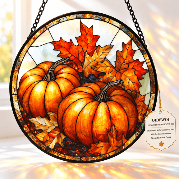 Fall Decorations for Home Decor Halloween Sun Catcher Window Clings Indoor Art Suncatcher Stained Glass Hanging Pumpkin Leaf Otoño Para Casa Leaves