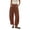 62# Coffee, variant on Womens Wide Leg Barrel Pants Casual Elastic Waist Linen Cropped Harem Pants Trouser with Pockets,Navy,S