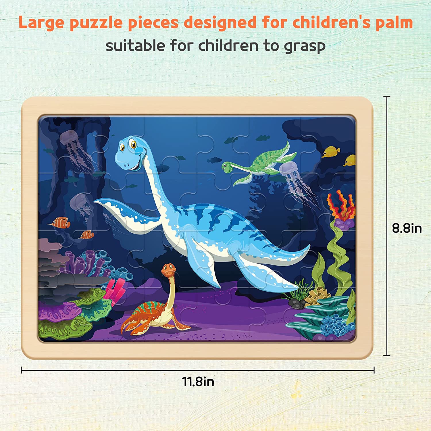 SYNARRY Wooden Dinosaur Puzzles 4-Pack, 24 Pieces Each photo 6