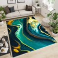 thumbnail image 2 of Emerald Green Marble Area Rugs, 3x5ft Small Golden Yellow Lines Nordic Simplicity Area Carpet, Living Room Carpet Fast Drying Machine Washable Apply to Playroom Cafe Office, 2 of 7