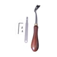 thumbnail image 1 of Herramienta de corte de cuero, herramienta de artesanía de cuero, herramienta de reparación, corte con mango de madera, recortador de bordes de cuero, 1 of 8