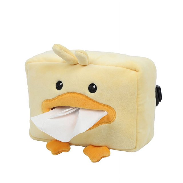 Caja de pañuelos para coche con diseño de pato amarillo creativo, caja de pañuelos bonita, caja de pañuelos para coche de felpa de dibujos animados, 16*11*6cm