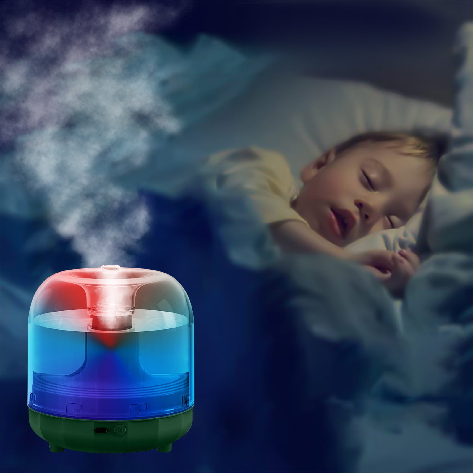 MICLOZYT Humidifier for Bedroom,500Ml Small Quiet Easy-To-Clean USB Cool Mist Humidifier (Green),Air Humidifier for Home Baby Nursery & Plants