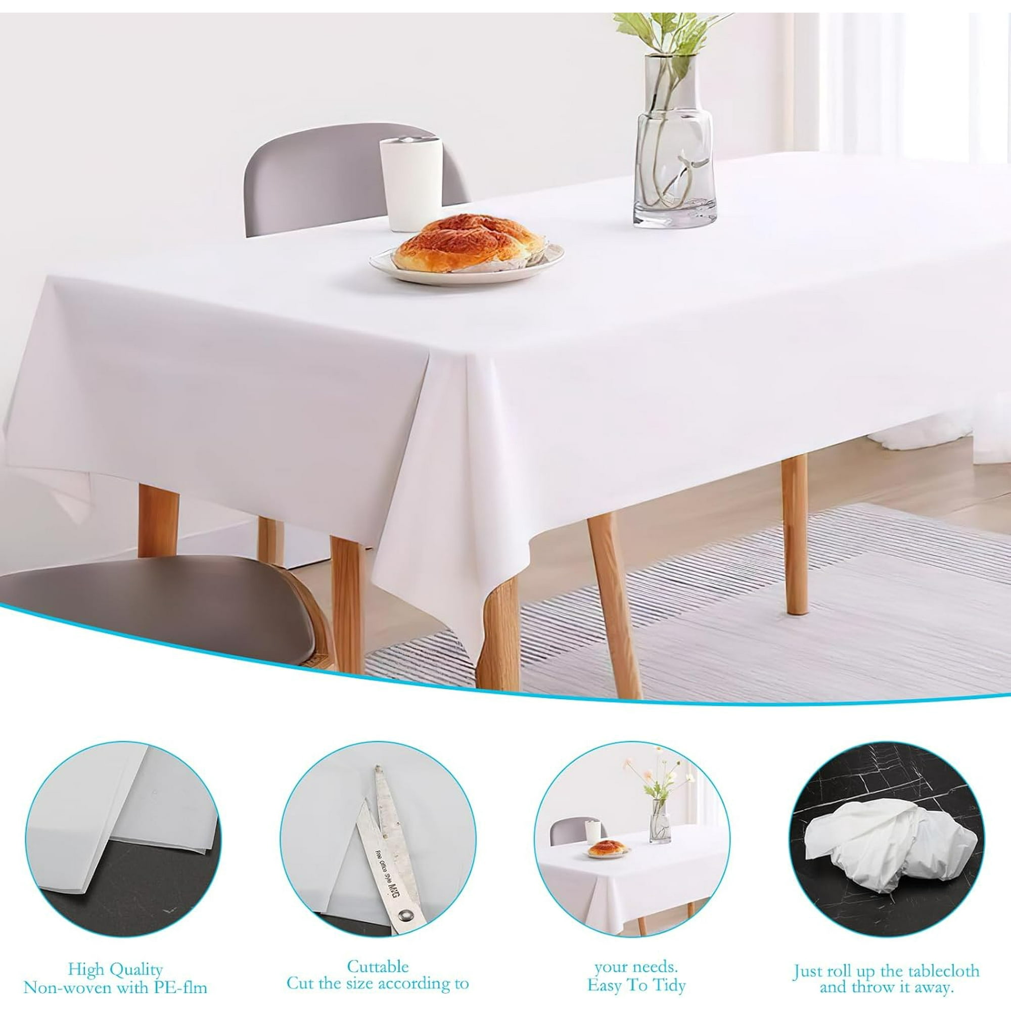 Shiyou-10 Pcs Nappe Blanche Rouleaux De Nappe En Papier Nappe Jetable, 137 X 274cm Nappe En Plastique Imperméable Pour Fêtes Mariages Pique-Niques
