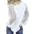thumbnail image 2 of Coloody Hauts en Dentelle à Manches Longues pour Femmes Blouses Décontractées de Bureau Col Rond T-Shirts Unis, 2 of 2