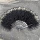 thumbnail image 2 of Abanico plegable de plumas Lolita, hada gótica oscura, baile de corte, decoración para fiesta de boda, negro Sincero Electrónica, 2 of 2