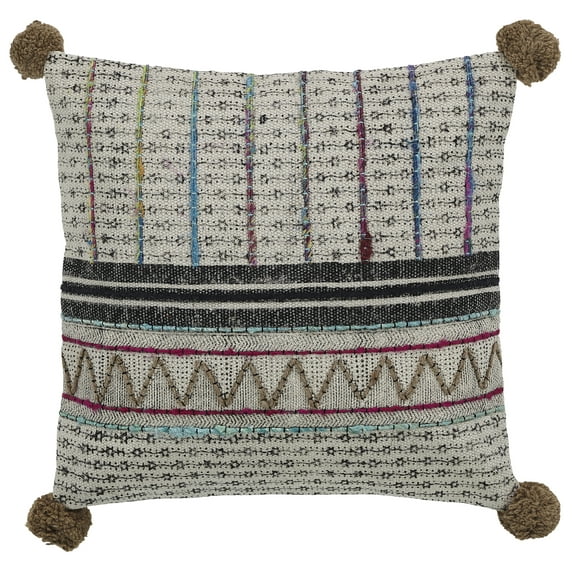 Peppermint Home Vera Vintage Embroidery Decorative Throw Pillow Cover, 20"x 20", Natural