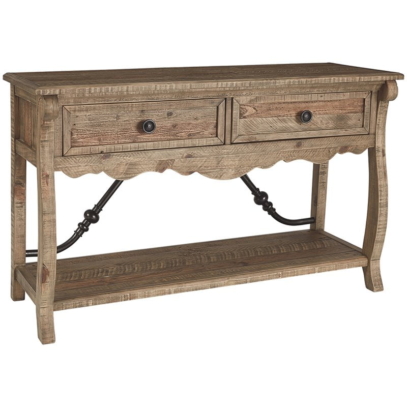 Ashley Furniture Dazzelton 2 Drawer Console Table in Natural Walmart