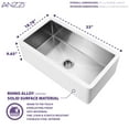 thumbnail image 5 of ANZZI Nepal Farmhouse Solid Surface 33 in. Kitchen Sink with Stainless Steel Interior in Matte White, 5 of 9