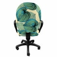 thumbnail image 3 of Exotic Office Chair Slipcover, Monstera Leaves Tropical Pattern Rainforest Botany Summer Beach Island, Stretch Decorative Fabric Cover, Standard Size, Cream Sea Green Sky Blue, by Ambesonne, 3 of 5