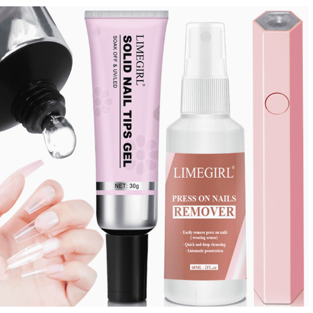 Kit de Pegamento para Uñas con Lámpara UV y Gel Sólido para Uñas Acrílicas, Pegamento para Uñas Postizas
