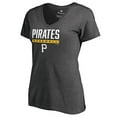 thumbnail image 2 of Women's Ash Pittsburgh Pirates Win Stripe V-Neck T-Shirt, 2 of 3