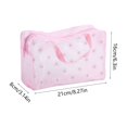 thumbnail image 2 of OCCOA PVC Floral Toiletry Bag for Women Large Capacity Waterproof Travel Makeup Bag with Handle Hanging Cosmetic Organizer for Vacation Business Trip Gym, Pink, 2 of 6