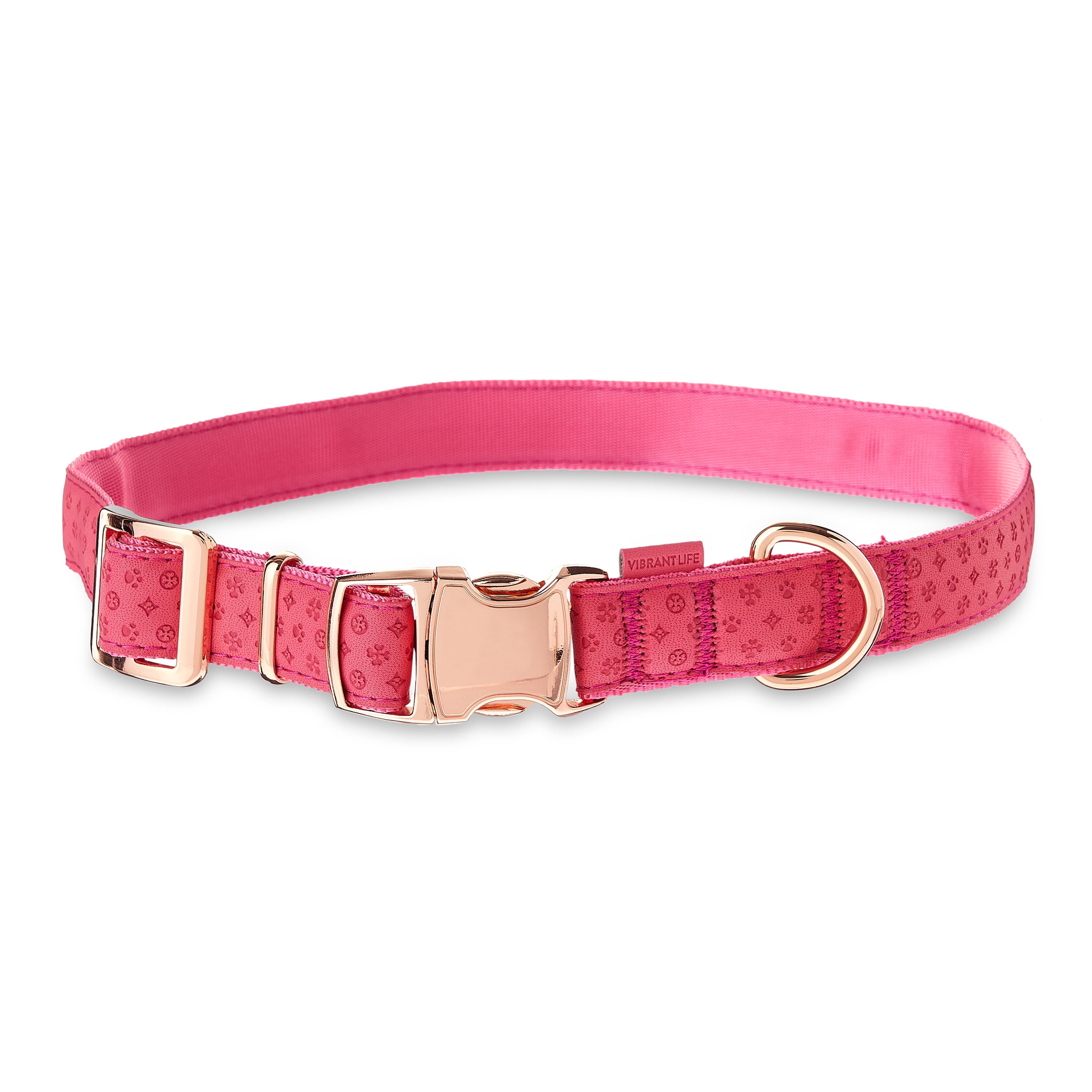 Vibrant Life Premium PU Leather Dog Collar, Pink, Large