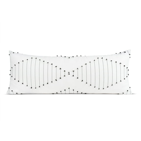 Sweet Jojo Designs Boho Stitch Black and White Body Pillow Cover Case 54x20 (Pillow Not Included)