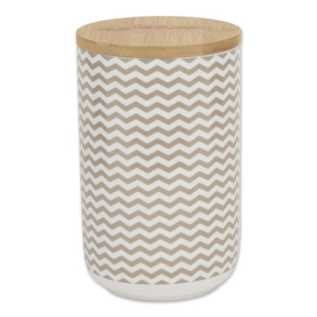 Design Imports CAMZ14114 Ceramic Treat Canister, Stone Chevron