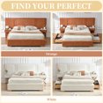 thumbnail image 3 of Queen Size Upholstered Platform Bed Frame, Bed Frame with Storage, Velvet Headboard with Built-in Nightstands & Drawers, No Box Spring Needed, Wooden Slats Support, Noise-Free, Easy Assembly, White, 3 of 8