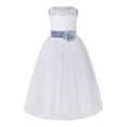 thumbnail image 2 of Ekidsbridal Girl Bridesmaid Flower Girl Dress - White Lace Dress with Keyhole Back 178T-A (Size: 2-12), 2 of 3