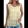 thumbnail image 1 of Camiseta de Tirantes de Verano para Mujer, , con Cuello en V, de Crochet, Sin Mangas, Tipo Suéter, Color Beige, Talla XL, 1 of 7