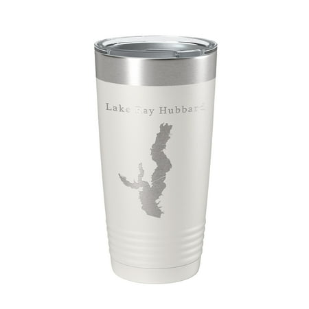 

Lake Ray Hubbard Map Tumbler Travel Mug Insulated Laser Engraved Coffee Cup Texas 20 oz White