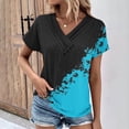 thumbnail image 1 of Fiudx Liquidación de Ahorros de Verano Top Informal de Primavera y Verano de Manga Corta con Cuello En V para Mujer, 1 of 5