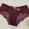 thumbnail image 2 of WULMLEO Sexy Cheeky Panties for Women Lace Criss Cross Bikini Underwear Dark Purple S, 2 of 3