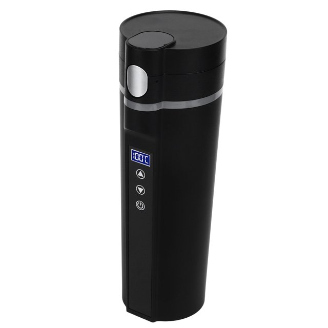 Car Heated Travel Mug, Low Noise Electric Heated Travel Mug Black For Travelling For Camping For Office