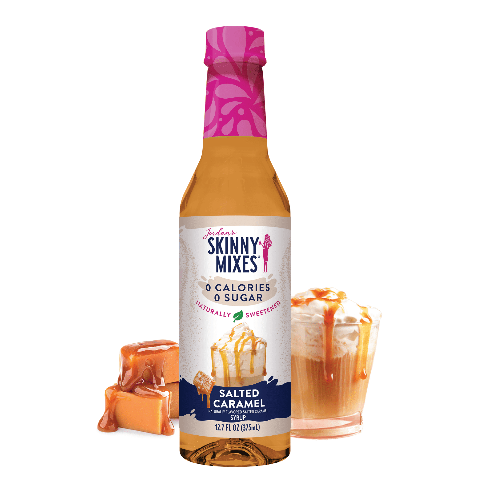 (6 pack) Jordan's Skinny Mixes Naturally Sweetened Salted Caramel Syrup, 375 mL