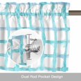 thumbnail image 6 of Retro Blue Checkered Valance Curtain Watercolor Lines Geometric Minimalist Window Valances Rod Pocket Short Curtains Window Treatments for Kitchen Bedroom Bathroom Laundry 60" x 14", 6 of 9