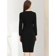 thumbnail image 4 of Vestido Allegra K Peplum Negro Cuello Redondo Manga 3/4 Mujer M, 4 of 6