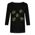 thumbnail image 6 of felwors St Patty's Day Shirt Women 2025 Casual Plus Size 3/4 Sleeve Irish Clover Shirts Funny Saint Patrick's Tunic Tops (Black, M), 6 of 7