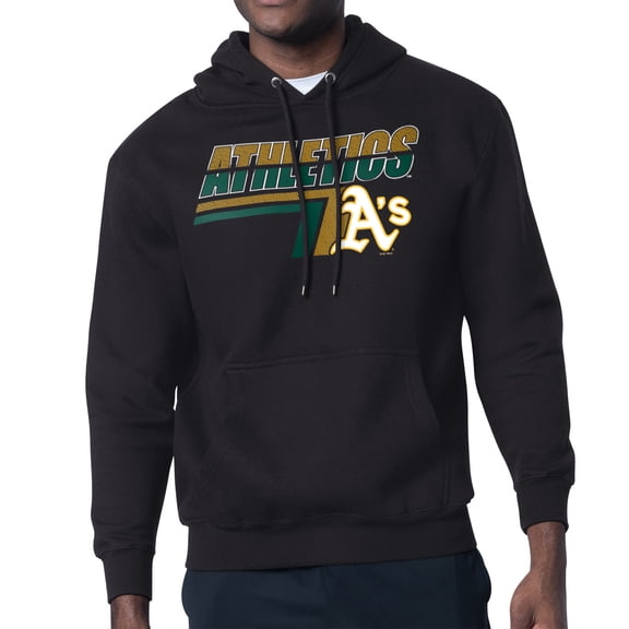 Men's Starter Black Oakland Athletics Logo Push Graphic Hoodie