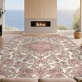 thumbnail image 2 of Design&I 5'x7' Ultra Soft Area Rug, Romantic Floral Emblem Curling Vine Motif Delicate Pink Black None Fluffy Washable Non Shedding for Bedroom Living Room Home Office, 2 of 7