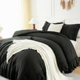 thumbnail image 3 of Ruffle Comforter Set Queen Size,Shabby Chic Boho Bedding Sets, Soft Fluffy Comforter Sets for All Season,Vintage Ruffled 3 Pcs Microfiber Lightweight Quilt Set for Home Decor, 3 of 10