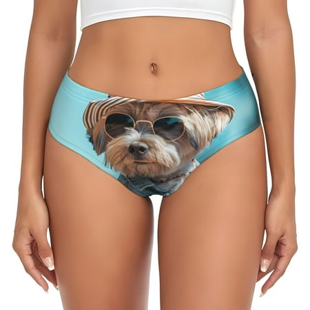 Sikiie Stylish Dog in Denim Outfit Women s High Waisted Cotton Underwear Soft Breathable Panties Stretch Briefs Seamless Ladies Panties-4X-Large