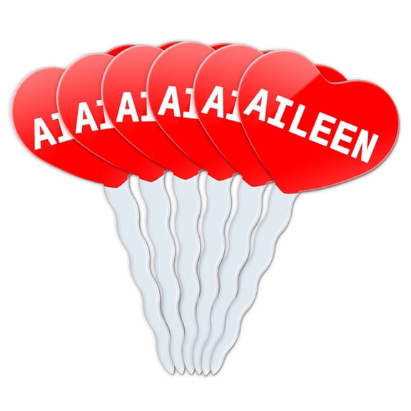 Aileen Heart Love Cupcake Picks Toppers - Set of 6