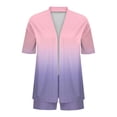thumbnail image 6 of Bovxnpu Lounge Sets for Women Summer 2 Piece Outfits Set Printed Short Sleeve With Cardigan And Pocket Shorts Casual Set, 6 of 7