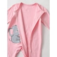thumbnail image 5 of Newborn Baby Girl 2 Pack Long Sleeve Romper Clothes Cartoon Elephant Pattern Outfit Set Pink & White, 5 of 7
