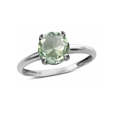 - Star K Genuine Green Amethyst Round 7mm Classic Solitaire Engagement Promise Ring