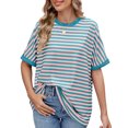 thumbnail image 3 of UVN Striped Tops for Women Summer Short Sleeve T Shirts Casual Crewneck Color Block Shirts, 3 of 10