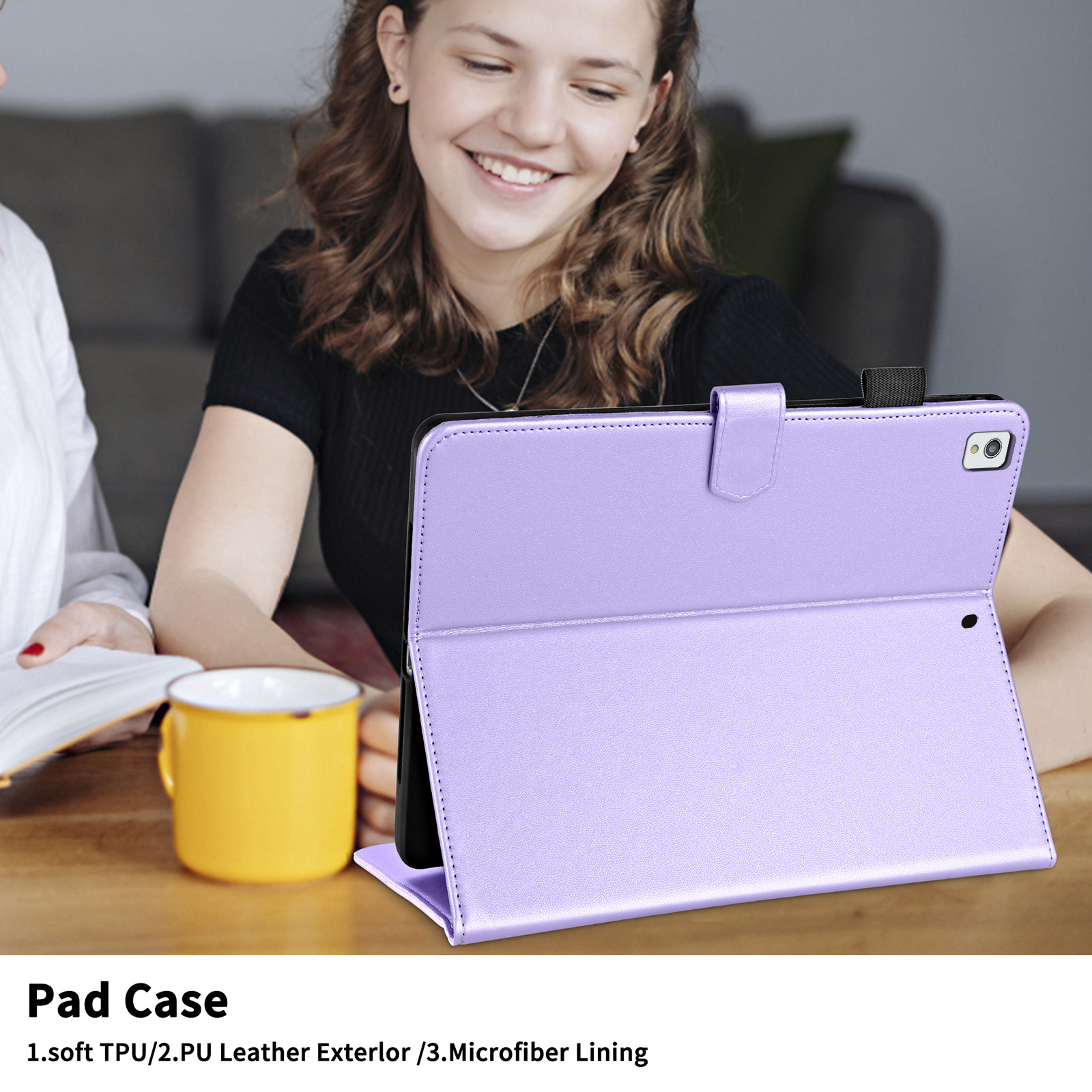 Dteck Case for iPad 9th 8th 7th Generation 10.2 inch,iPad Air 3rd Gen/iPad Pro 10.5" Magnetic PU Leather Smart Auto Wake/Sleep Folio Stand Case Card Slot Pencil Holder Cover,Purple