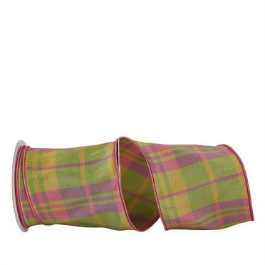 Reliant Ribbon - 93387W-001-10F, Plaid Springfield Wired Edge Ribbon, Multi, 4 Inch, 10 Yards
