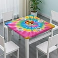 thumbnail image 3 of Rainbow Tie Dye Mandala Pattern Square Fitted Tablecloth with Elastic Edge,Square Table Cover,Washable Elastic Table Cover for Home Kitchen Party Decor 36"x36", 3 of 6